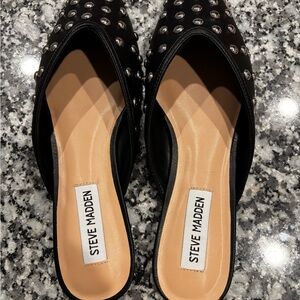 Steve Madden Black Studded Mule Flats
